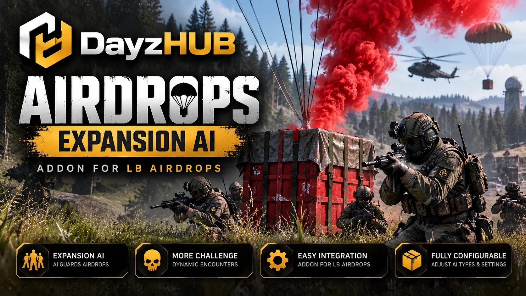 DayzHUB Airdrops Expansion AI, an addon for LB Airdrops